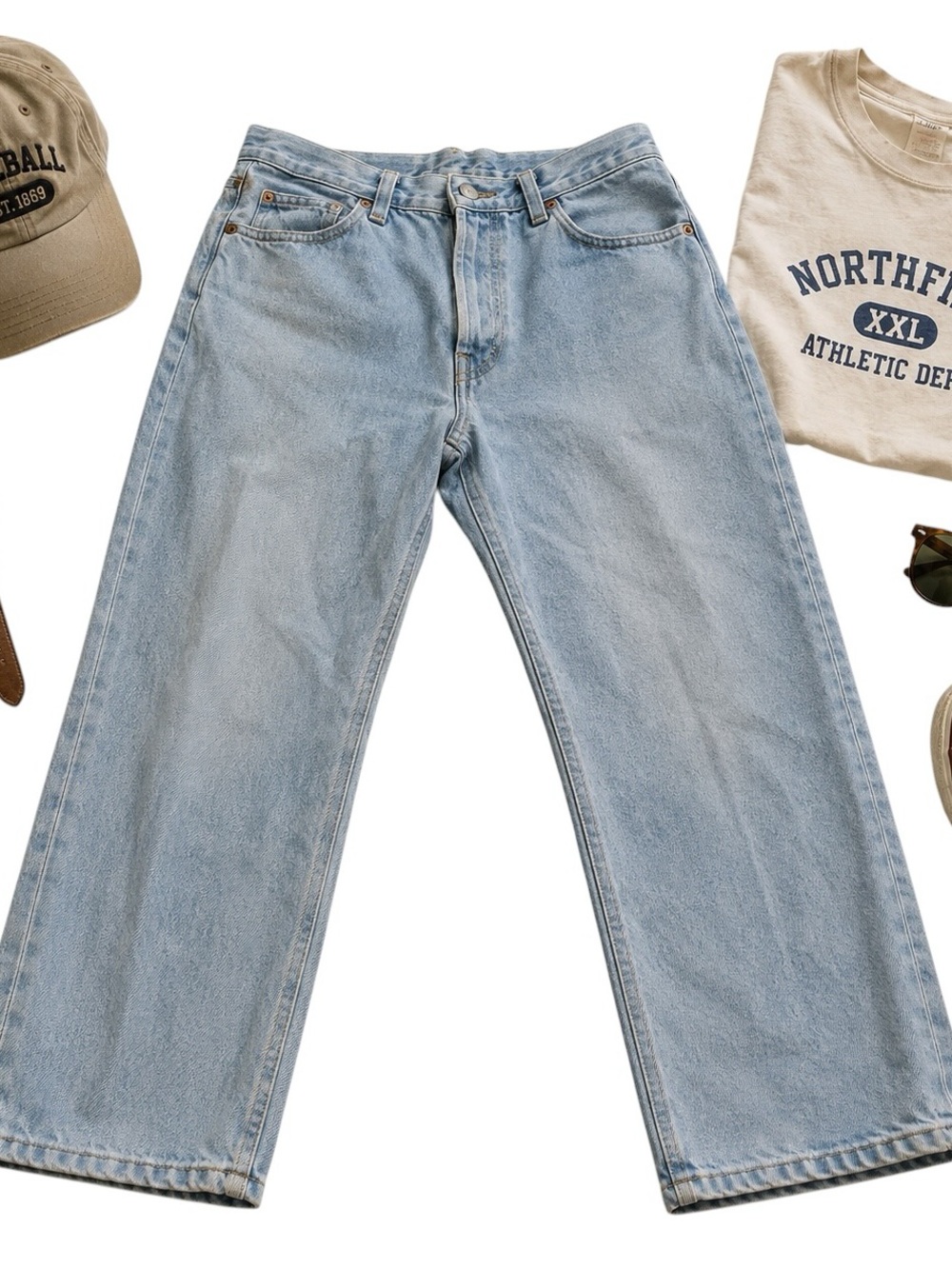 Levis Premium 501 Big E Cropped Jeans Womens 30 Light Wash Straight Leg Denim